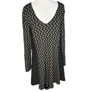 Tianello Black Brown Gold 3/4 Sleeve Blouse Size Large
